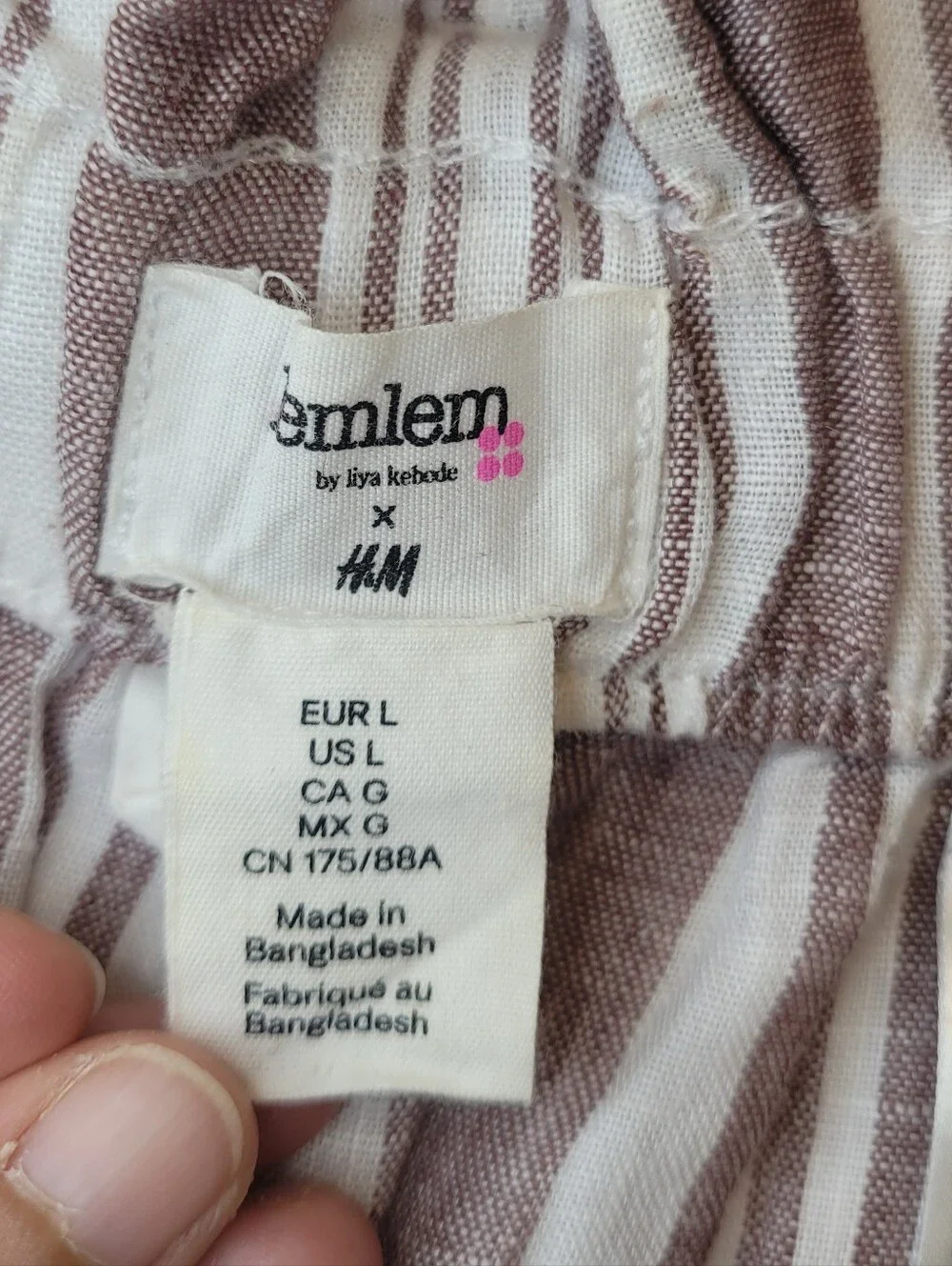 LemLem x H&M Resort Stripe Linen Paperbag Pants Large Excellent Condition